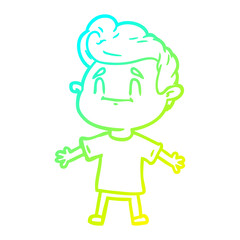 cold gradient line drawing happy cartoon man