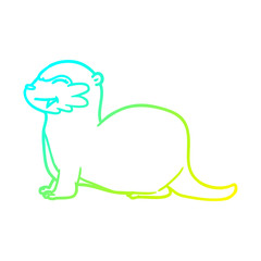 cold gradient line drawing laughing otter cartoon