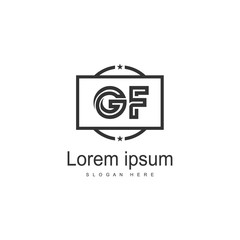 Initial GF logo template with modern frame. Minimalist GF letter logo vector illustration