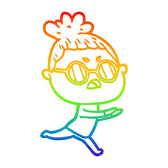 rainbow gradient line drawing cartoon annoyed woman