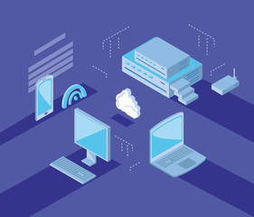 Isometric icon set technology design