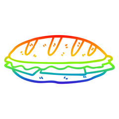 rainbow gradient line drawing cheese sandwich