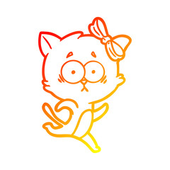 warm gradient line drawing cartoon cat