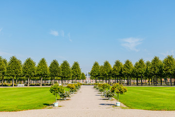 Fototapeta premium Walking alleys in Schwetzingen Park, Germany. Schwetzingen is famous tourist town in Baden-Wuerttemberg