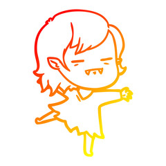 warm gradient line drawing cartoon undead vampire girl dancing