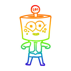 rainbow gradient line drawing happy cartoon robot