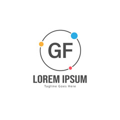 Initial GF logo template with modern frame. Minimalist GF letter logo vector illustration