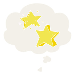 cartoon star and thought bubble in retro style