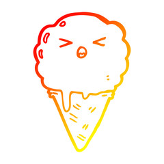 warm gradient line drawing cartoon ice cream