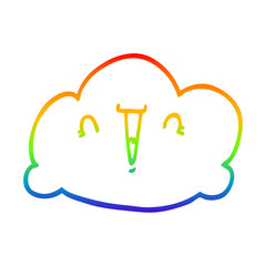 rainbow gradient line drawing cartoon cloud