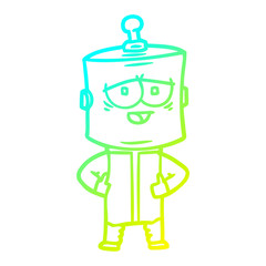 cold gradient line drawing cartoon robot