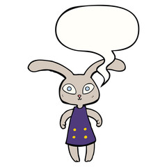 cute cartoon rabbit and speech bubble