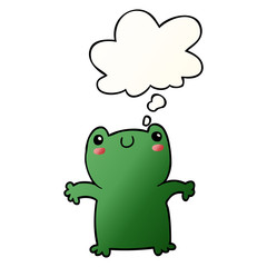 cartoon frog and thought bubble in smooth gradient style