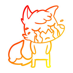 warm gradient line drawing crying fox cartoon