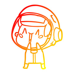 warm gradient line drawing happy cartoon astronaut