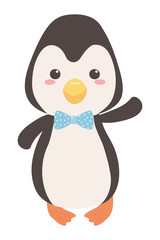 Penguin cartoon with bowtie design