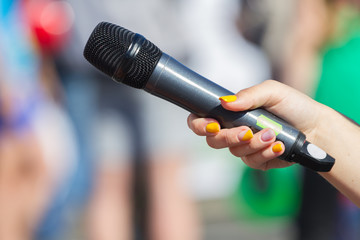 Microphone in a street interview