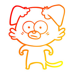 warm gradient line drawing nervous dog cartoon