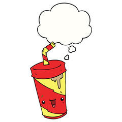 cute cartoon soda and thought bubble