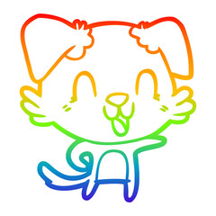 rainbow gradient line drawing laughing cartoon dog