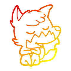 warm gradient line drawing friendly cartoon fox