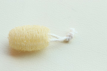 Fototapeta na wymiar White luffa used to scrub the skin.
