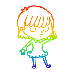 Obraz premium rainbow gradient line drawing cartoon woman