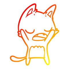 warm gradient line drawing cartoon yawning cat