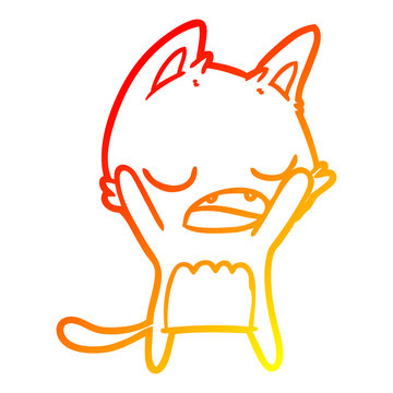 recommend clip art: warm gradient line drawing cartoon yawning cat