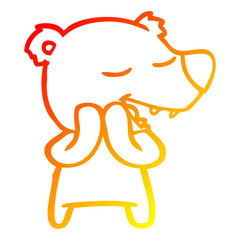 warm gradient line drawing cartoon polar bear