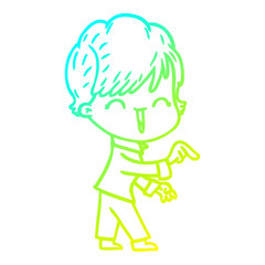 cold gradient line drawing cartoon laughing woman