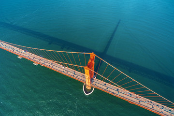 Aerial view of the Golden Gate Bridge in San Francisco, CA
