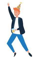 Man cartoon with party hat design