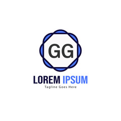 Initial GG logo template with modern frame. Minimalist GG letter logo vector illustration