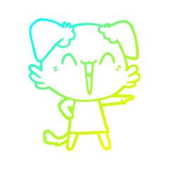 cold gradient line drawing happy little dog cartoon
