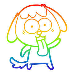 rainbow gradient line drawing cute cartoon dog