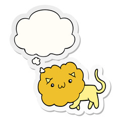cartoon lion and thought bubble as a printed sticker