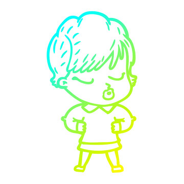 recommend clip art: cold gradient line drawing cartoon woman with eyes shut