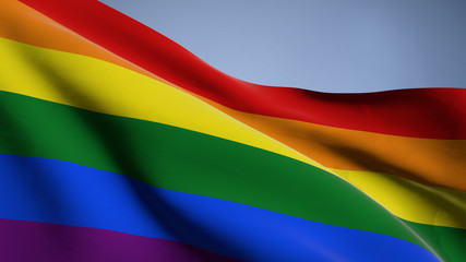 3D illustration of LGBT flag waving.