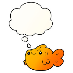 cartoon fish and thought bubble in smooth gradient style