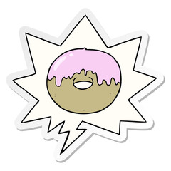 cartoon donut and speech bubble sticker
