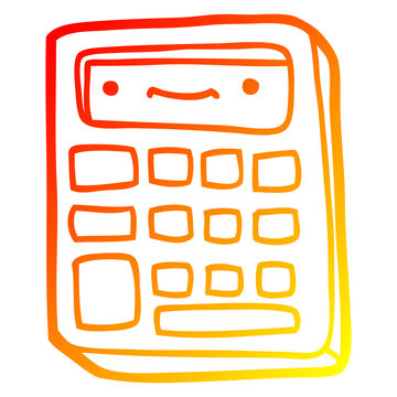 recommend clip art: warm gradient line drawing cartoon calculator