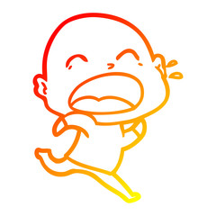 warm gradient line drawing cartoon shouting bald man