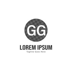 Initial GG logo template with modern frame. Minimalist GG letter logo vector illustration