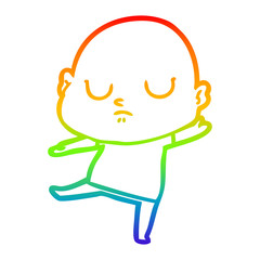rainbow gradient line drawing cartoon bald man
