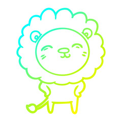cold gradient line drawing cartoon lion