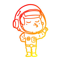 warm gradient line drawing cartoon confident astronaut