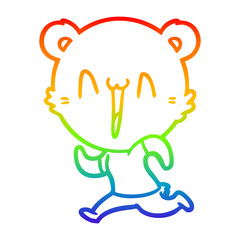 rainbow gradient line drawing running bear cartoon