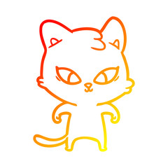 warm gradient line drawing cute cartoon cat