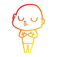 warm gradient line drawing cartoon bald man